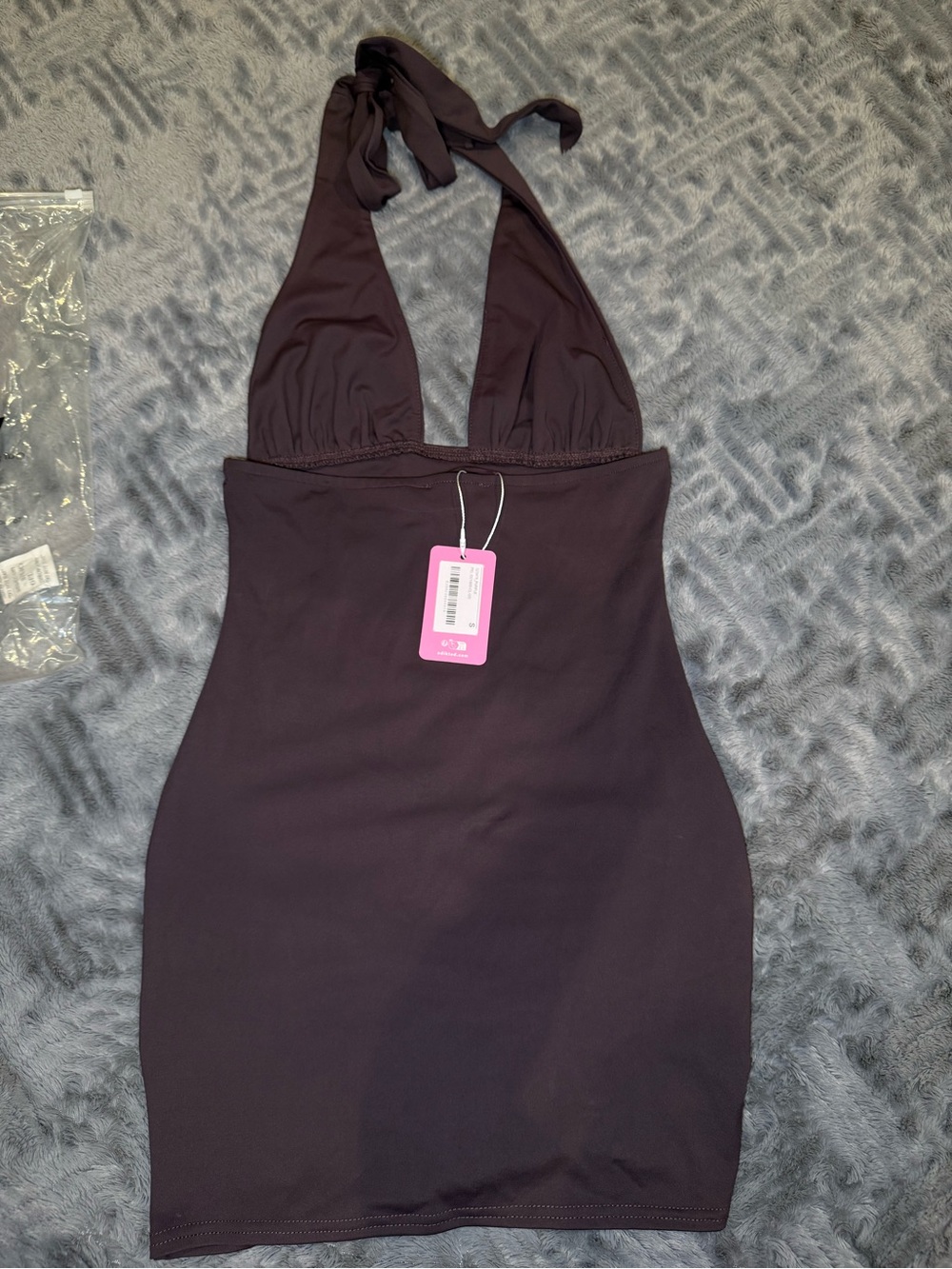 Edikted Halter Dress in Deep Plum - Picture 4 of 4